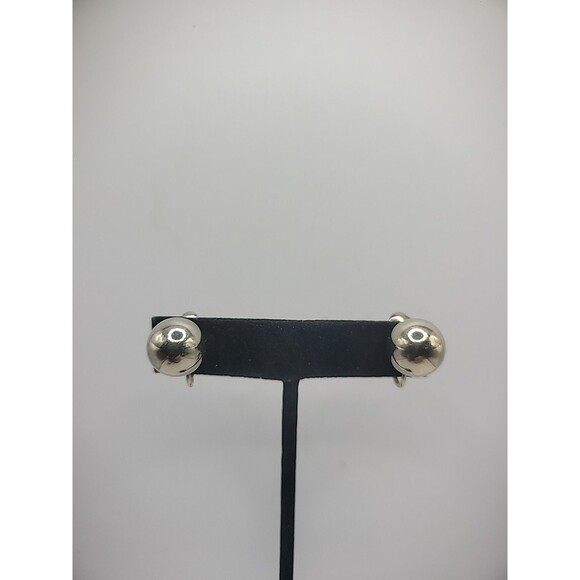 Vintage Earrings Clip On Gold Tone Ball Round Stud Jewelry Costume - Picture 1 of 14